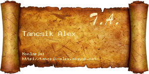 Tancsik Alex névjegykártya